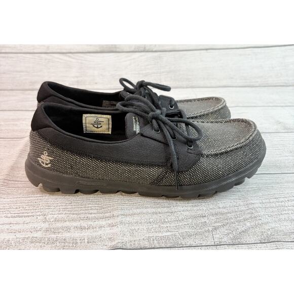 SKECHERS Women’s On the Go Canvas Boat Shoes Black Gold Shimmer Size 10 - Picture 4 of 10